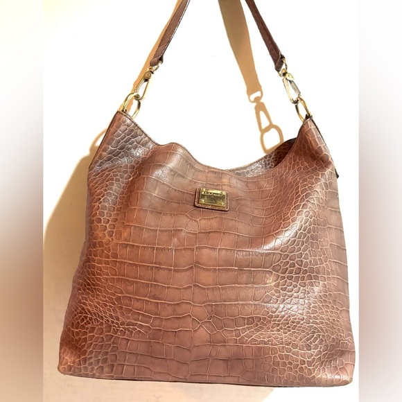 Dooney bourke Croc-Embossed Brown Leather Tote handbag - Picture 1 of 13